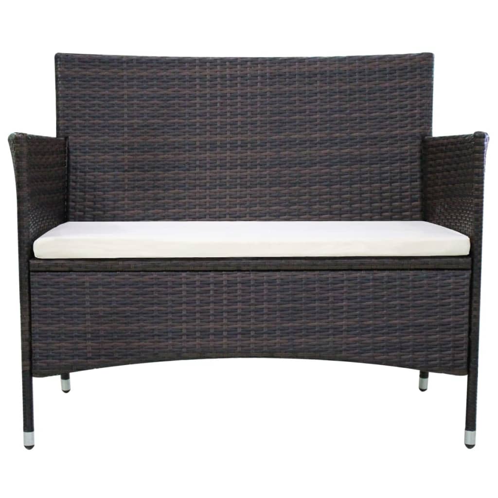 vidaXL Gartenbank 106 cm Poly Rattan Braun