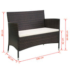 vidaXL Gartenbank 106 cm Poly Rattan Braun