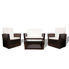 vidaXL 4-tlg. Garten-Lounge-Set mit Kissen Poly Rattan Braun