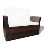 vidaXL 4-tlg. Garten-Lounge-Set mit Kissen Poly Rattan Braun