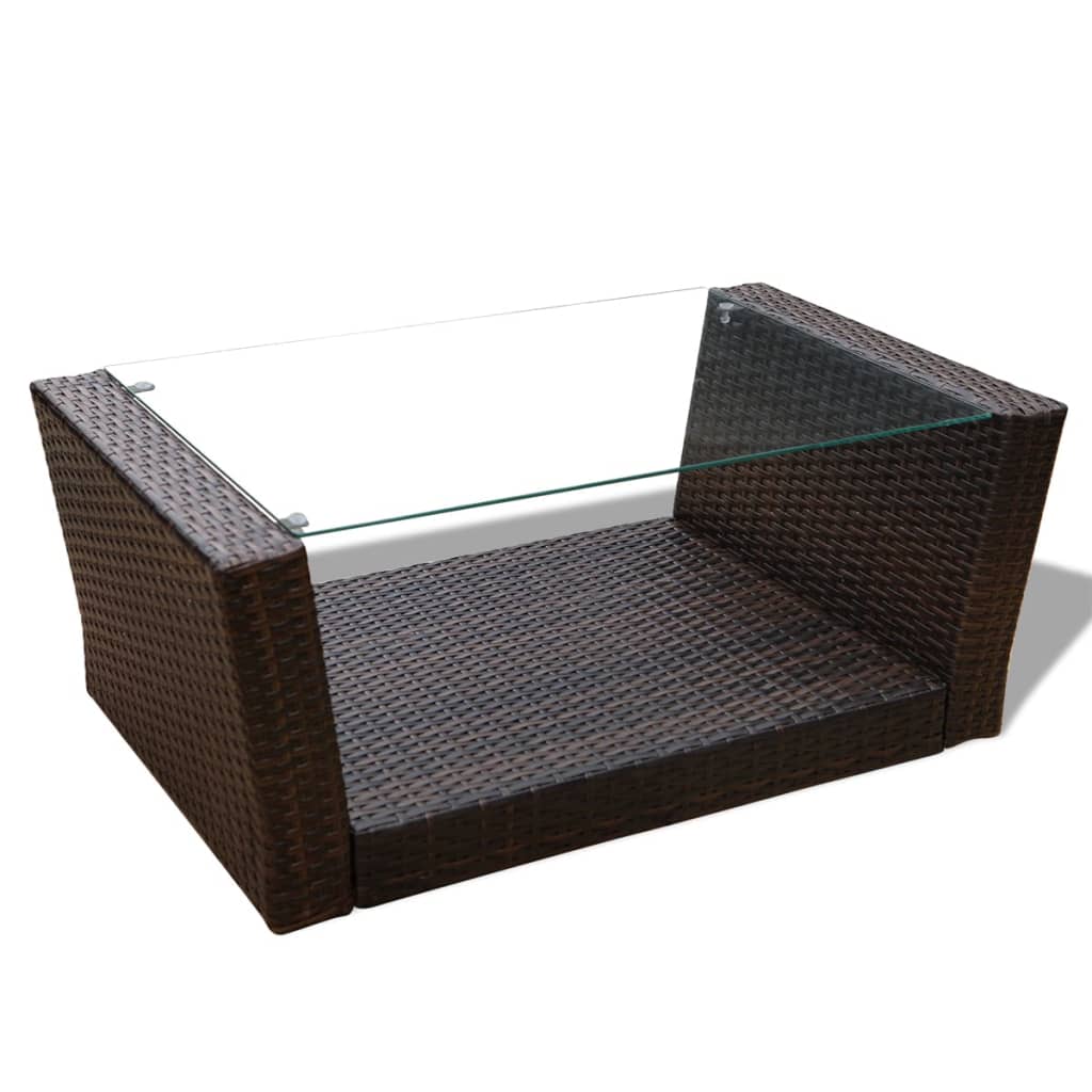 vidaXL 4-tlg. Garten-Lounge-Set mit Kissen Poly Rattan Braun