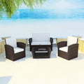 vidaXL 4-tlg. Garten-Lounge-Set mit Kissen Poly Rattan Braun