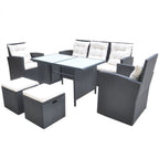 vidaXL 6-tlg. Garten-Essgruppe mit Kissen Poly Rattan Schwarz