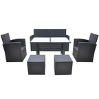 vidaXL 6-tlg. Garten-Essgruppe mit Kissen Poly Rattan Schwarz