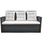 vidaXL 6-tlg. Garten-Essgruppe mit Kissen Poly Rattan Schwarz