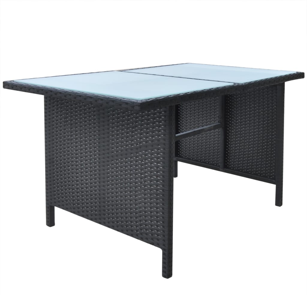 vidaXL 6-tlg. Garten-Essgruppe mit Kissen Poly Rattan Schwarz
