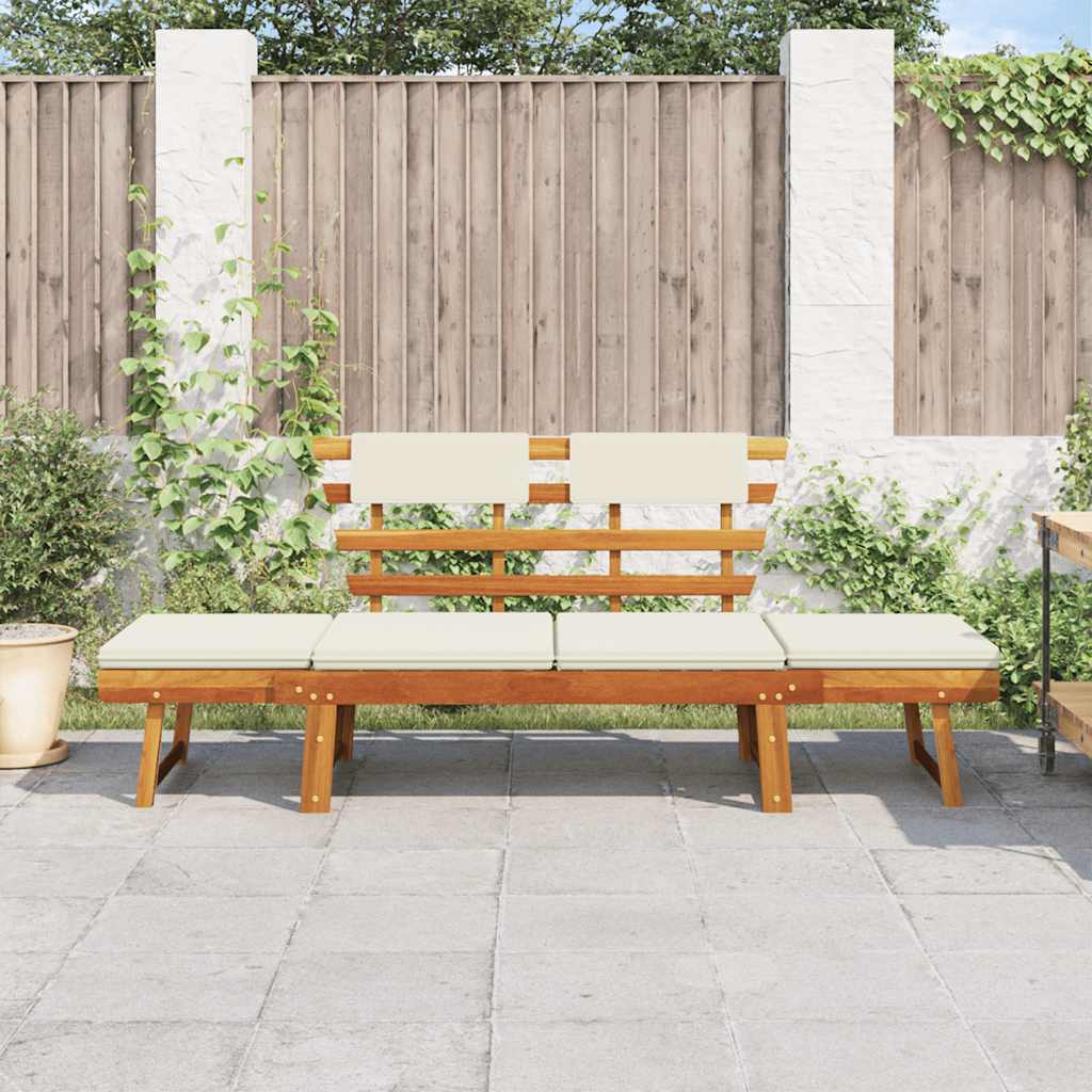 vidaXL Gartenbank 2-in-1 mit Polstern 190 cm Massivholz Akazie