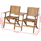 vidaXL Gartenbank Klappbar mit Teetisch 140 cm Massivholz Akazie