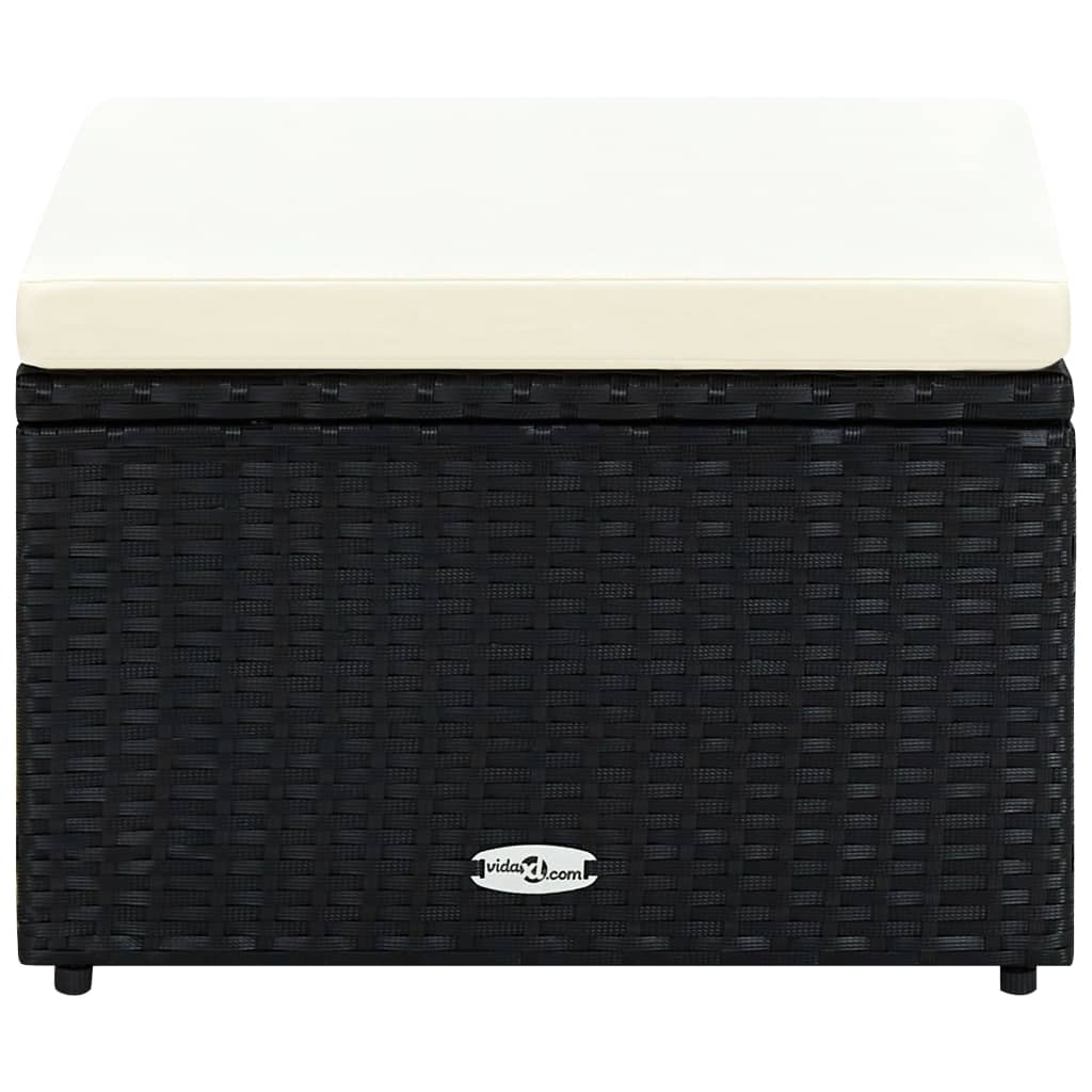 vidaXL Hocker mit Kissen Poly Rattan 53×53×30 cm Braun
