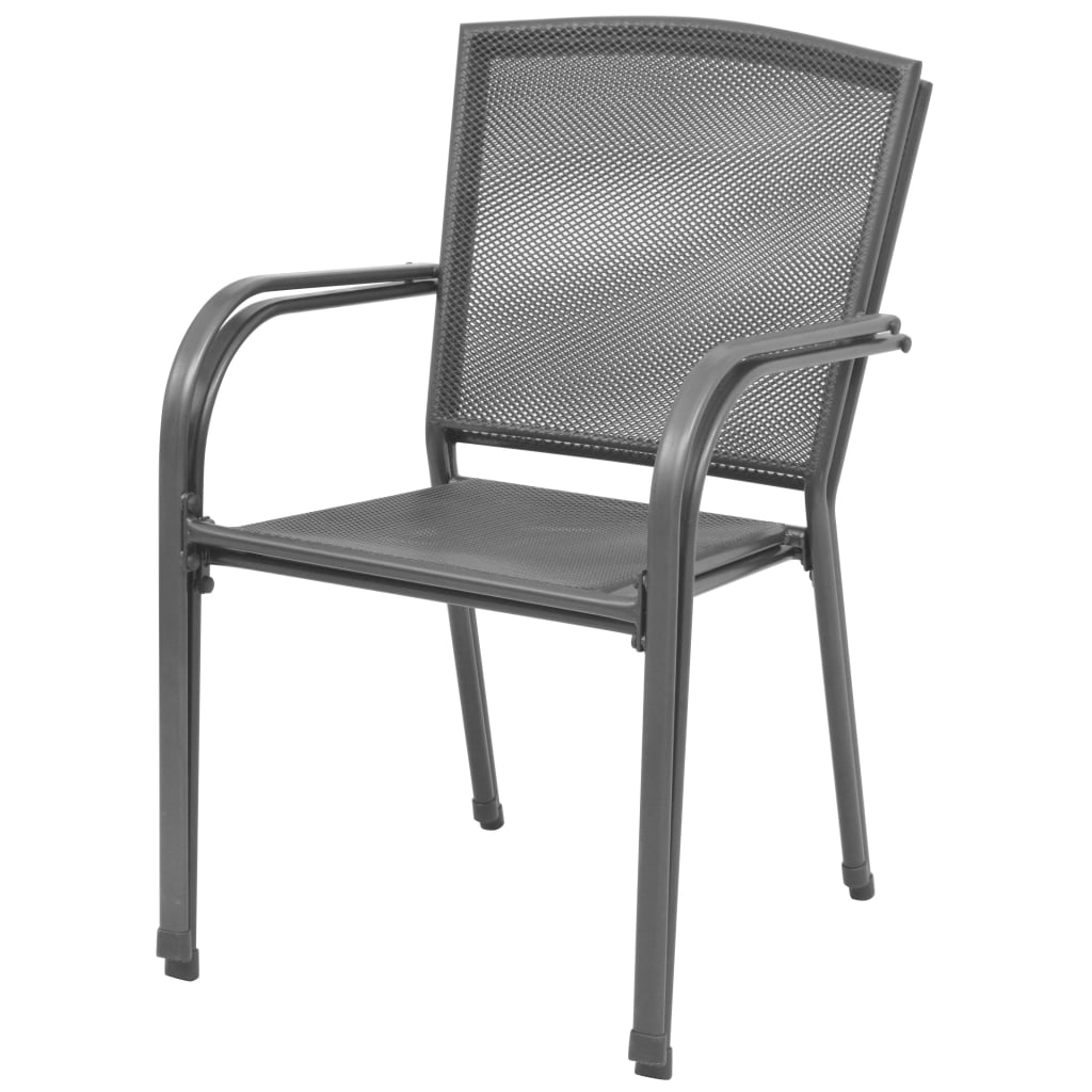 vidaXL Stapelbare Gartenstühle 2 Stk. Stahl Grau