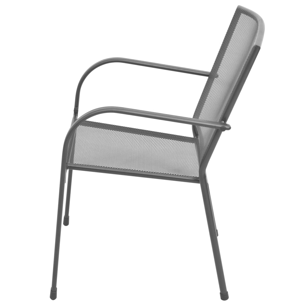 vidaXL Stapelbare Gartenstühle 2 Stk. Stahl Grau