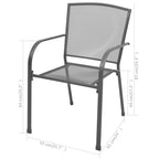 vidaXL Stapelbare Gartenstühle 2 Stk. Stahl Grau