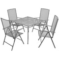 vidaXL 5-tlg. Garten-Essgruppe mit Klappstühlen Stahl Anthrazit