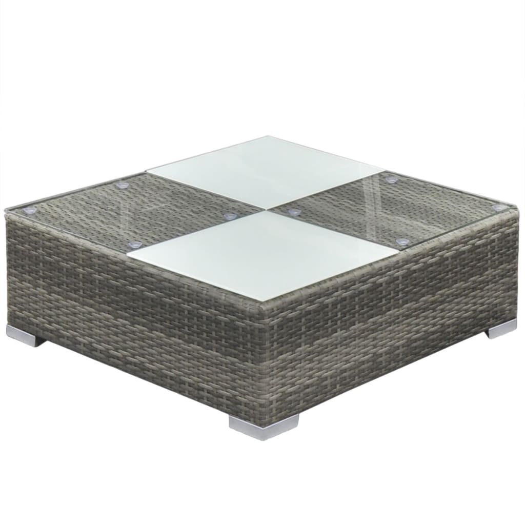 vidaXL 5-tlg. Garten-Lounge-Set mit Auflagen Poly Rattan Grau