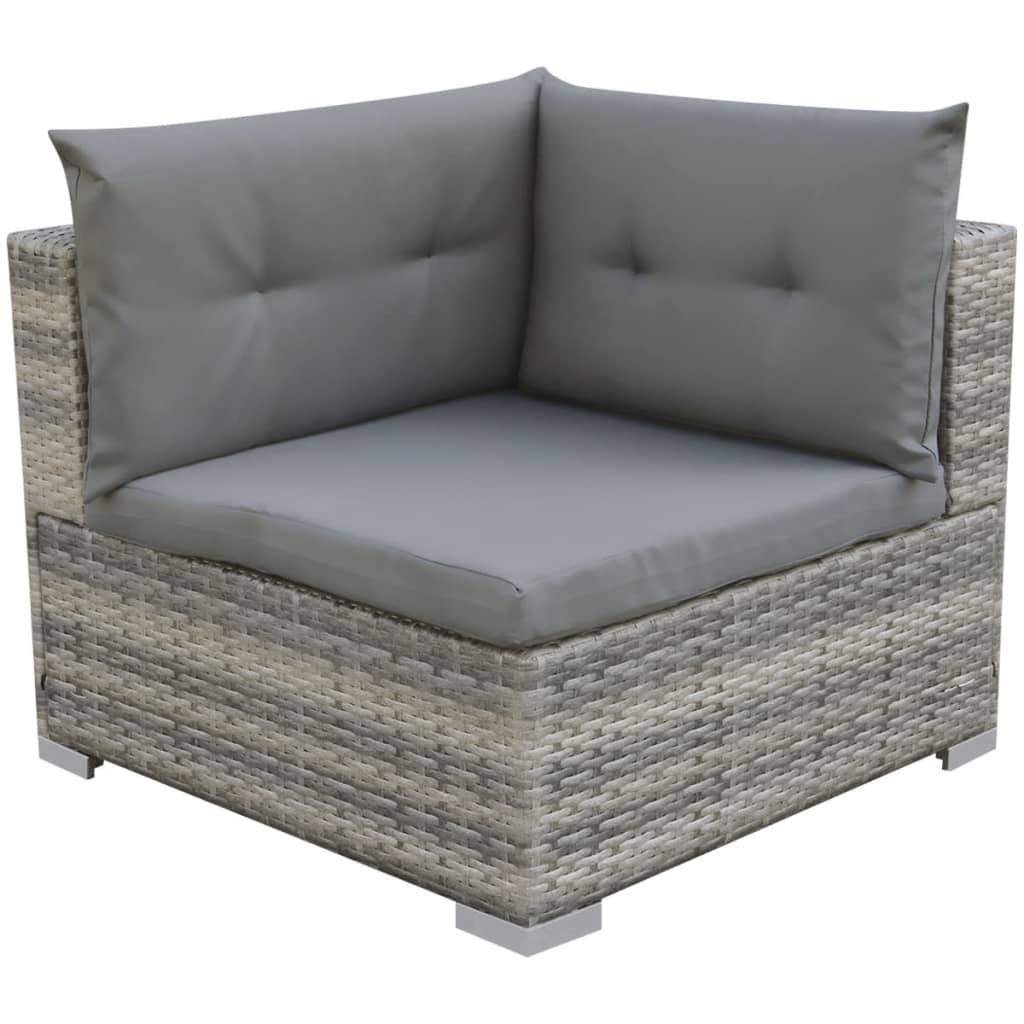 vidaXL 10-tlg. Garten-Lounge-Set mit Auflagen Poly Rattan Grau