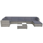 vidaXL 8-tlg. Garten-Lounge-Set mit Auflagen Poly Rattan Grau