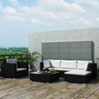 vidaXL 6-tlg. Garten-Lounge-Set mit Kissen Poly Rattan Schwarz