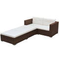 vidaXL 3-tlg. Garten-Lounge-Set mit Kissen Poly-Rattan Braun