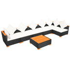 vidaXL 7-tlg. Garten-Lounge-Set mit Auflagen Poly Rattan Schwarz