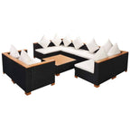 vidaXL 9-tlg. Garten-Lounge-Set mit Auflagen Poly Rattan Schwarz