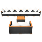 vidaXL 9-tlg. Garten-Lounge-Set mit Auflagen Poly Rattan Schwarz
