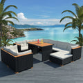 vidaXL 10-tlg. Garten-Lounge-Set mit Auflagen Poly Rattan Grau