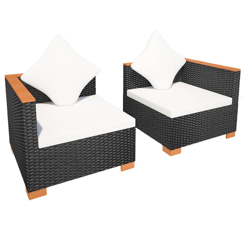 vidaXL Gartensofa Poly Rattan Schwarz