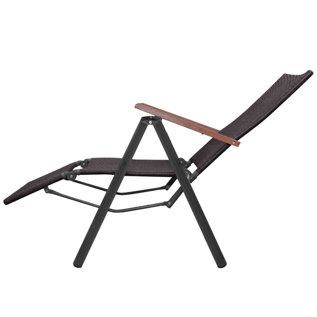 vidaXL Liegestuhl Poly Rattan Braun