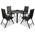 vidaXL 5-tlg. Garten-Essgruppe mit Klappstühlen Aluminium Schwarz