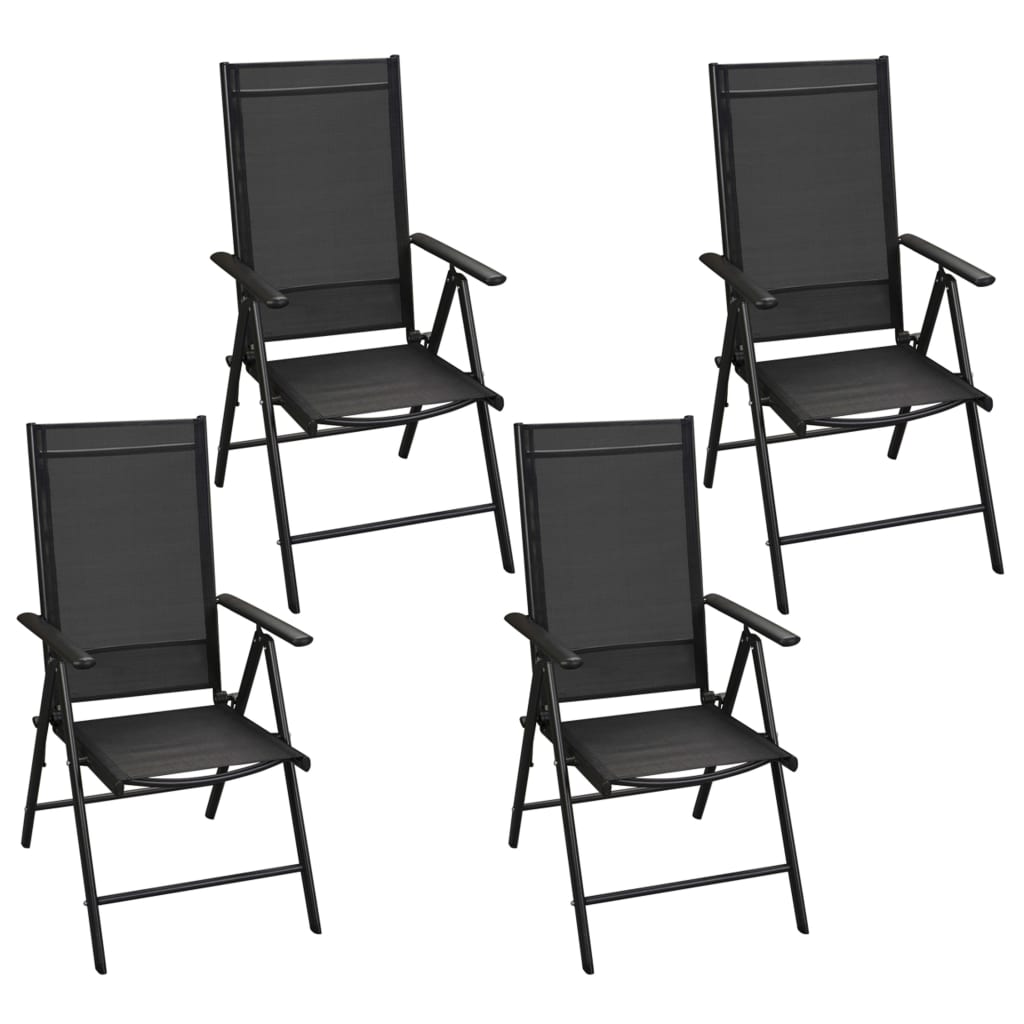 vidaXL 5-tlg. Garten-Essgruppe mit Klappstühlen Aluminium Schwarz