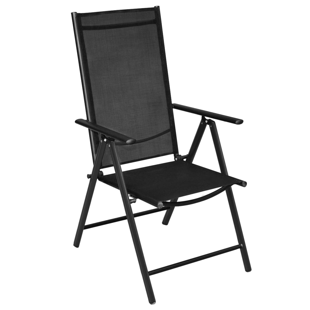 vidaXL 5-tlg. Garten-Essgruppe mit Klappstühlen Aluminium Schwarz