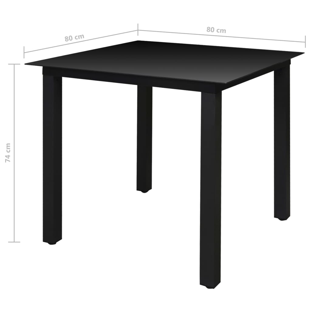vidaXL 5-tlg. Garten-Essgruppe mit Klappstühlen Aluminium Schwarz