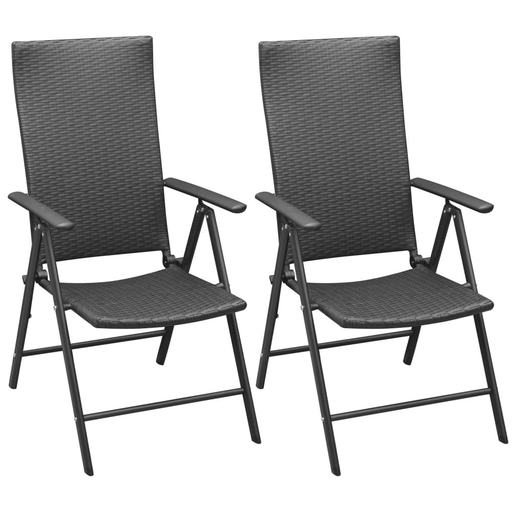 vidaXL Stapelbare Gartenstühle 2 Stk. Poly Rattan Schwarz