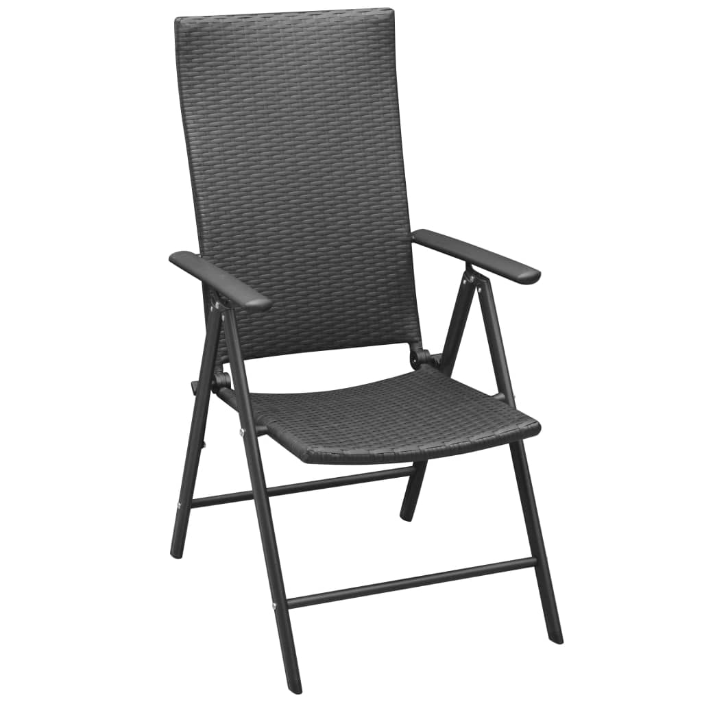 vidaXL Stapelbare Gartenstühle 2 Stk. Poly Rattan Schwarz