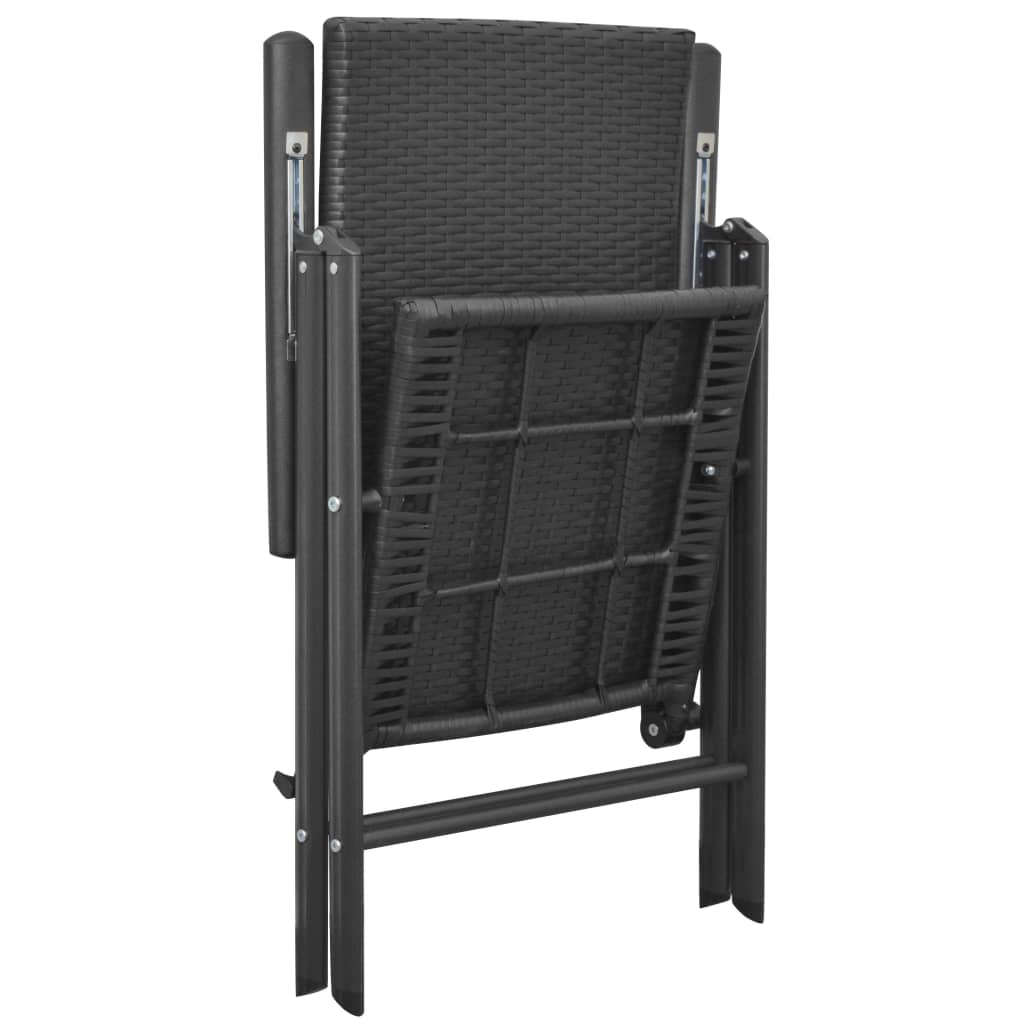 vidaXL Stapelbare Gartenstühle 2 Stk. Poly Rattan Schwarz