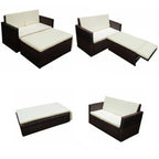 vidaXL 2-tlg. Garten-Lounge-Set mit Kissen Poly Rattan Braun