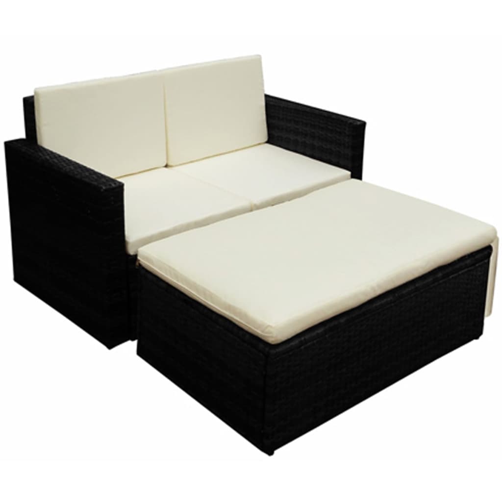 vidaXL 2-tlg. Garten-Lounge-Set mit Kissen Poly Rattan Braun