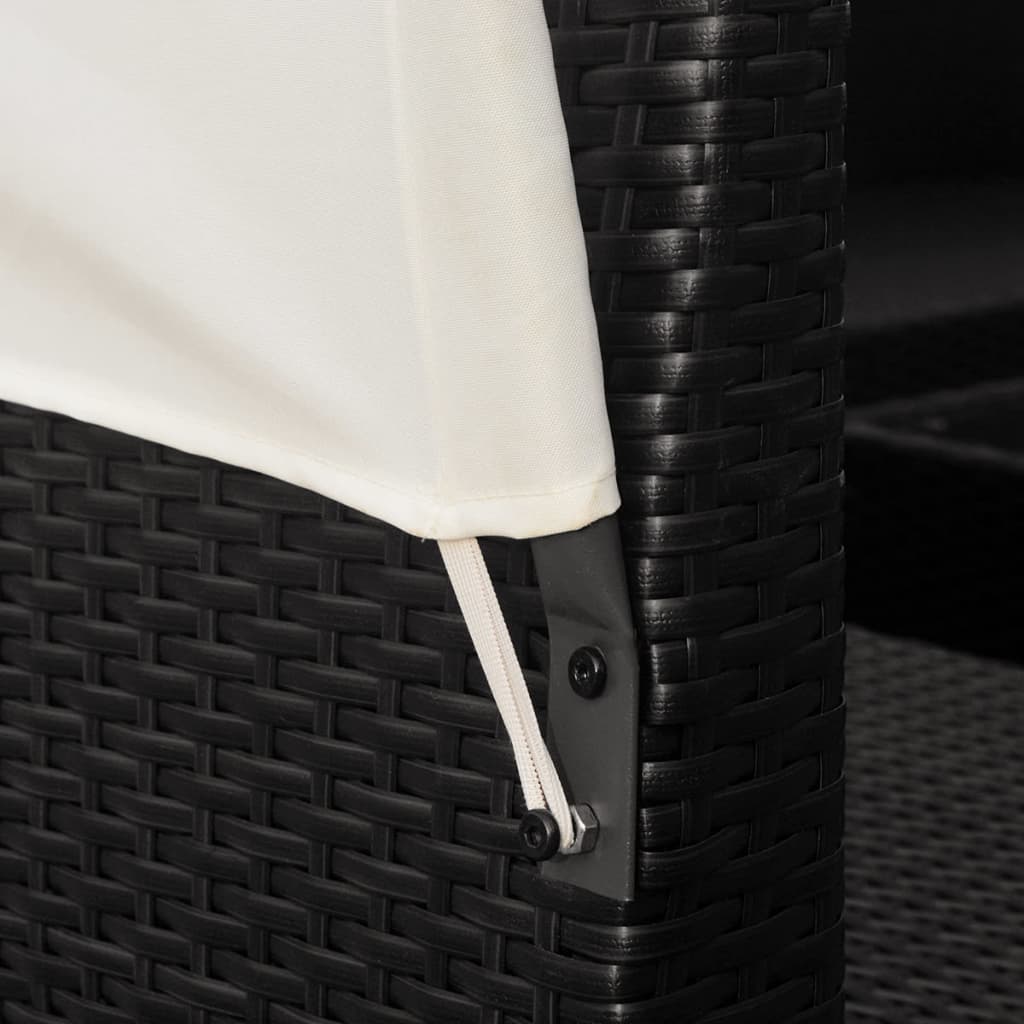 vidaXL 9-tlg. Garten-Lounge-Set mit Sonnendächern Poly Rattan Schwarz