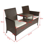 vidaXL Gartensofa 2-Sitzer mit Teetisch Poly Rattan Braun