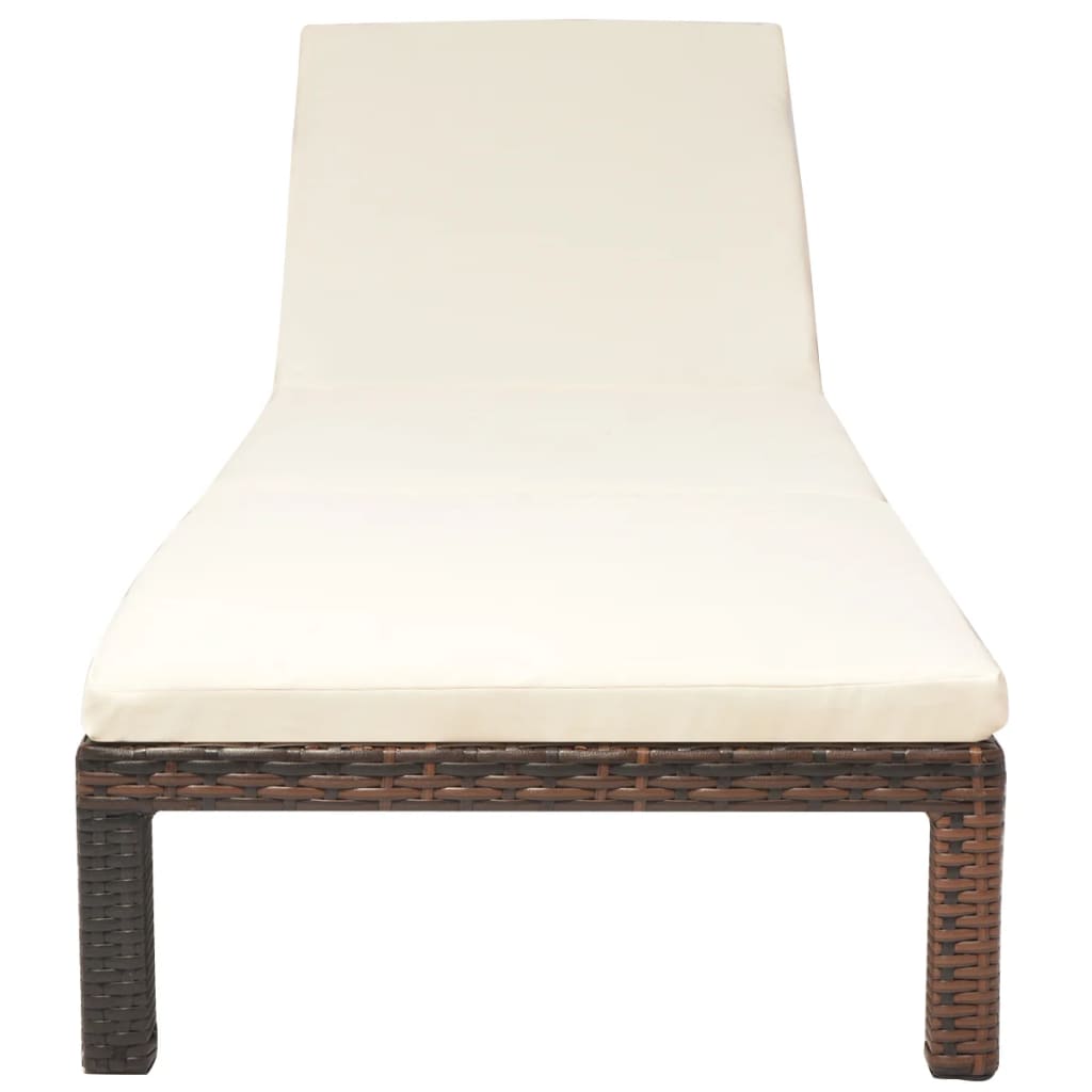 vidaXL Sonnenliege mit Auflage Poly Rattan Braun