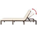 vidaXL Sonnenliege mit Auflage Poly Rattan Braun