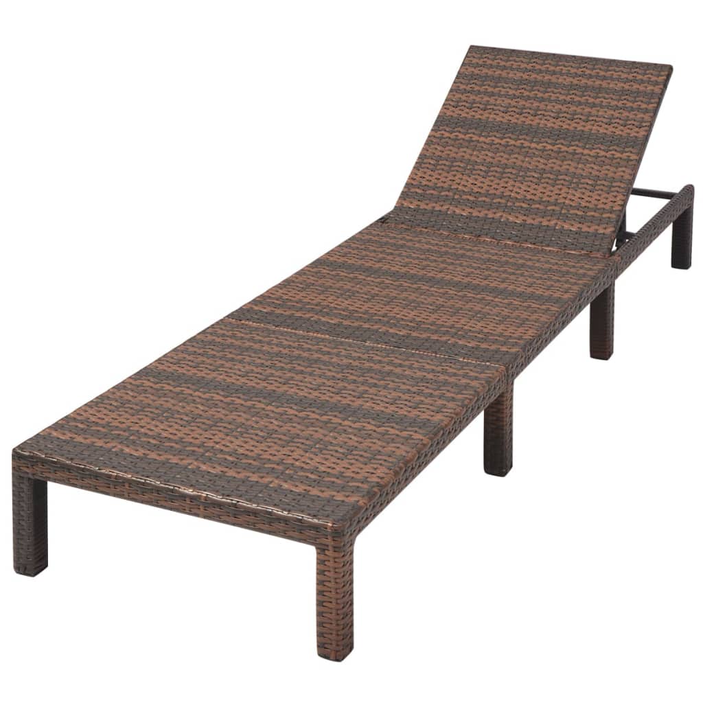 vidaXL Sonnenliege mit Auflage Poly Rattan Braun