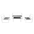 vidaXL 4-tlg. Garten-Lounge-Set mit Auflagen Stahl Weiß