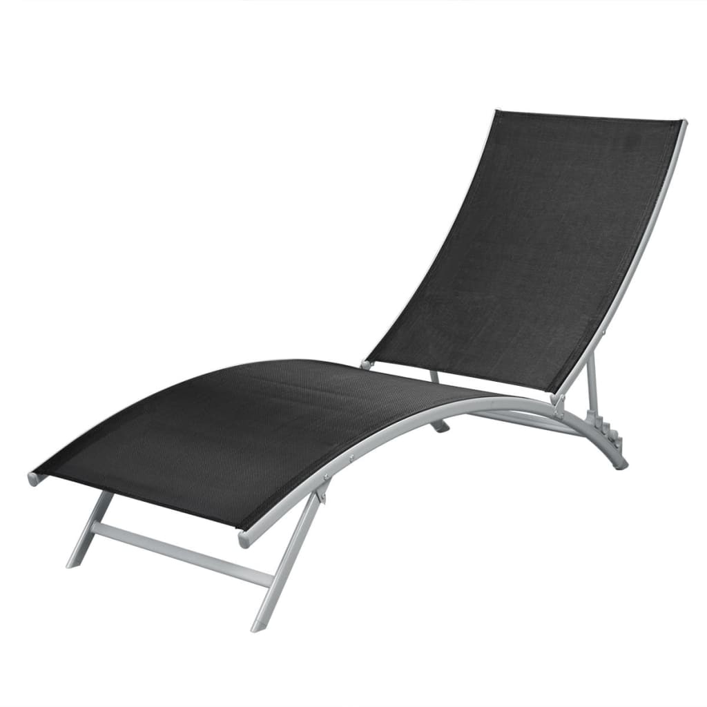 vidaXL Sonnenliege Stahl und Textilene Schwarz