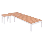 vidaXL Sonnenliege mit Tisch Aluminium WPC Weiß und Braun