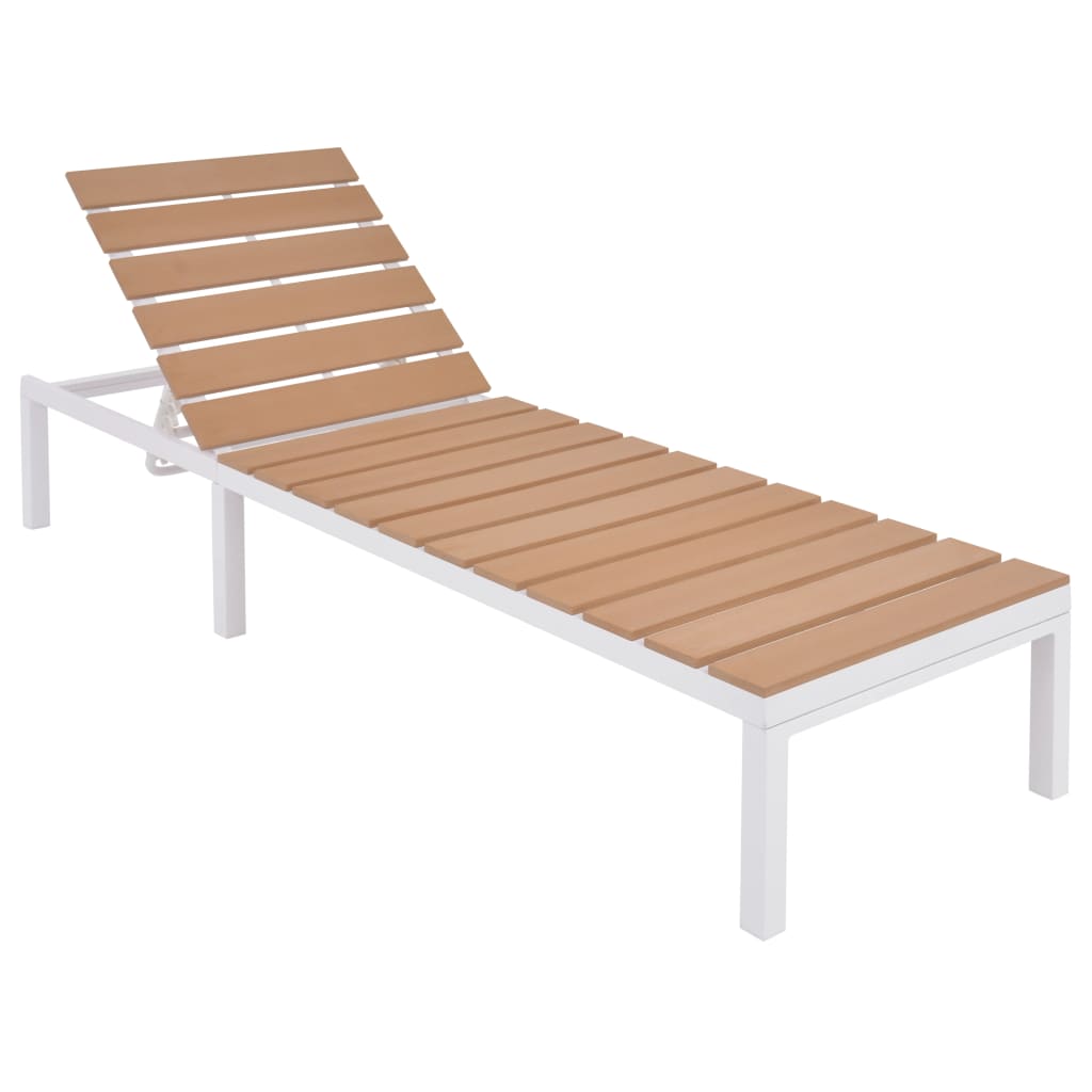 vidaXL Sonnenliege mit Tisch Aluminium WPC Weiß und Braun