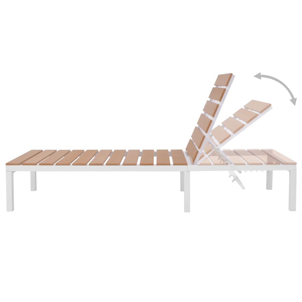 vidaXL Sonnenliege mit Tisch Aluminium WPC Weiß und Braun