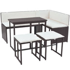 vidaXL 5-tlg. Garten-Essgruppe Stahl Poly Rattan Braun