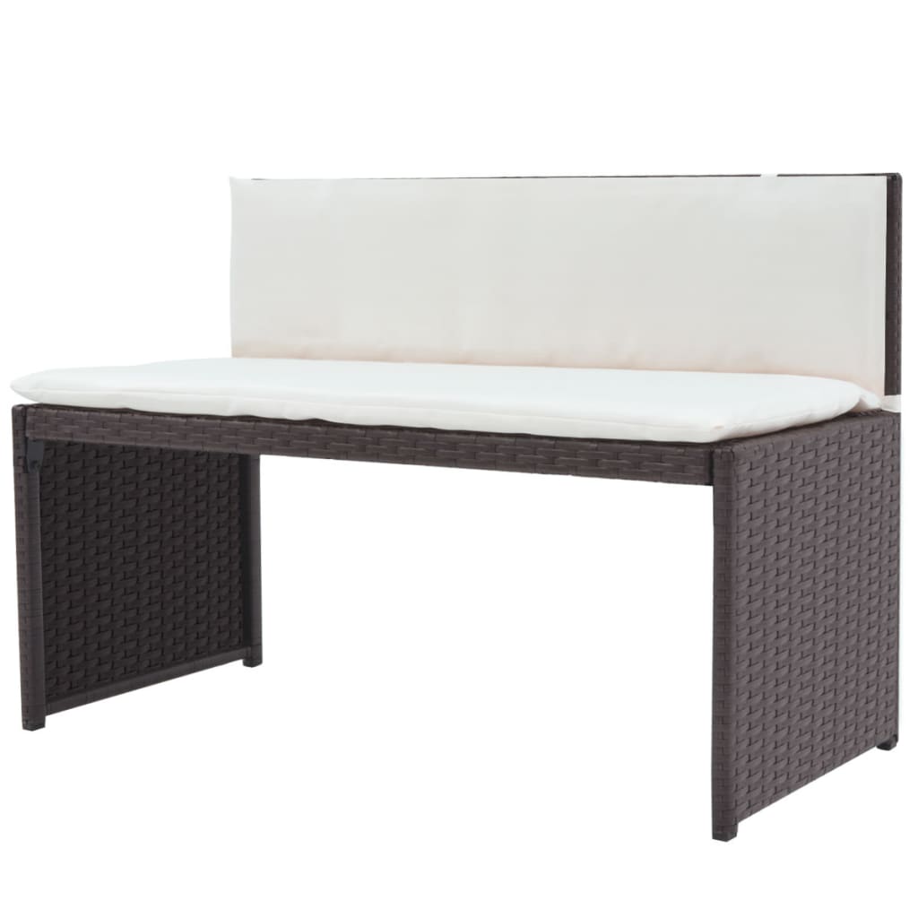 vidaXL 5-tlg. Garten-Essgruppe Stahl Poly Rattan Braun