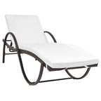 vidaXL Sonnenliege mit Auflage & Tisch Poly Rattan Braun